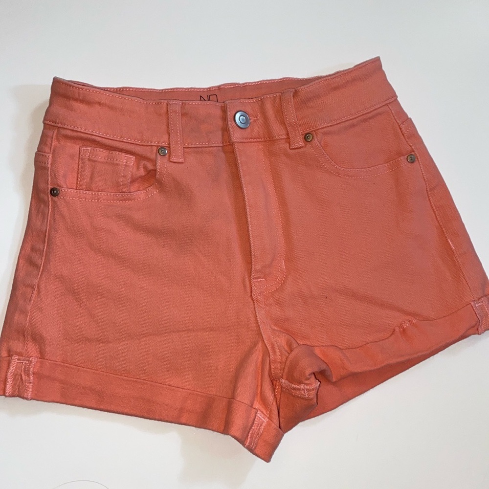 orange/peach jean shorts